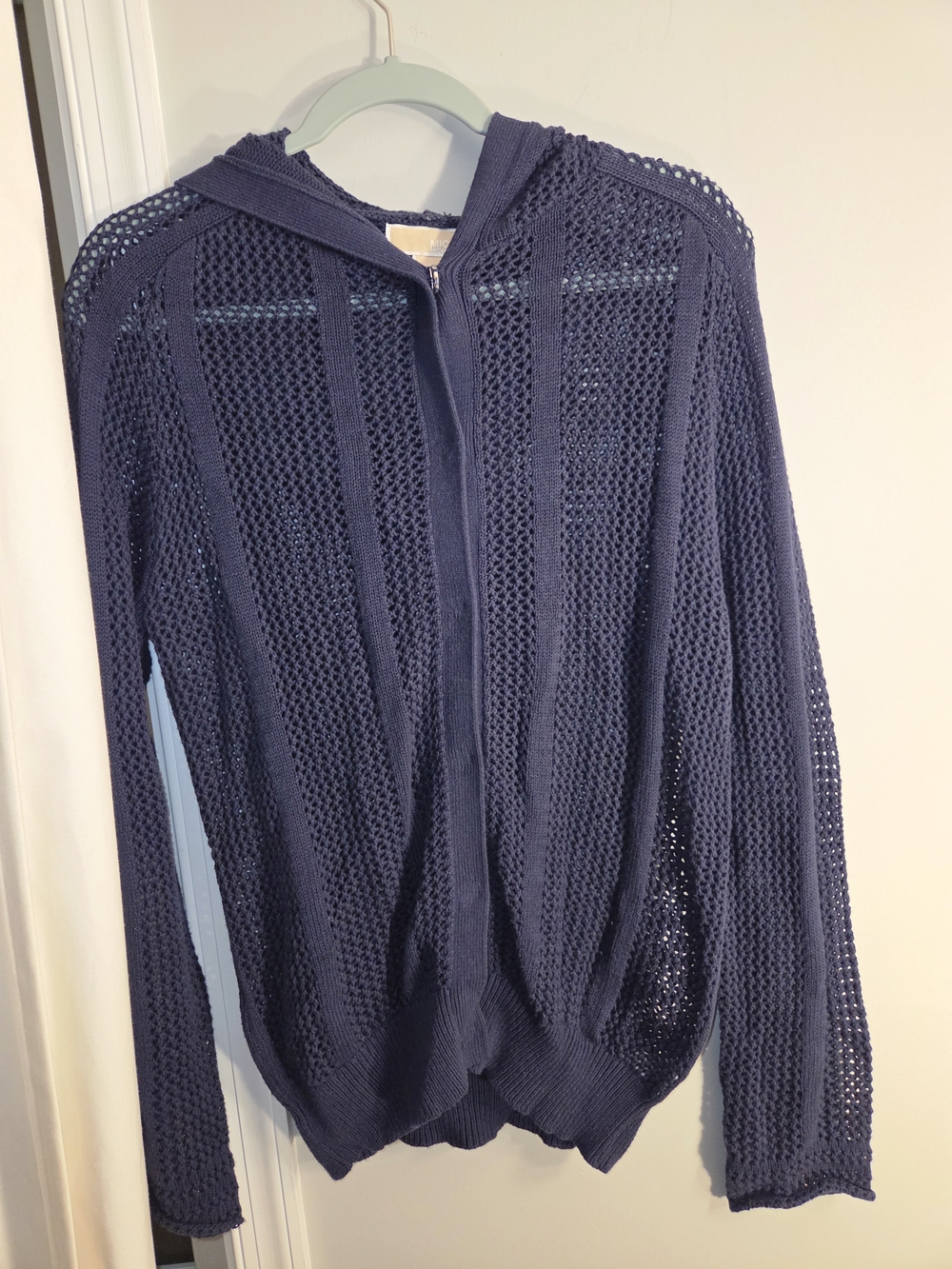 MICHAEL Michael Kors Navy Open-Weave Hooded Cardigan